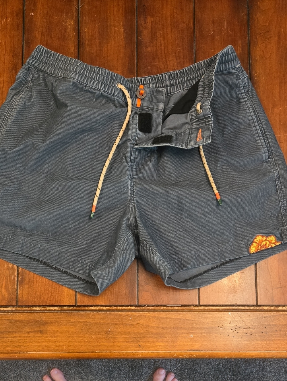 Howler Brothers Navy Corduroy Shorts with ACL Rose & Branding